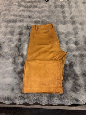 Gibson Latimer Mustard Suede-Look High-Rise Trousers